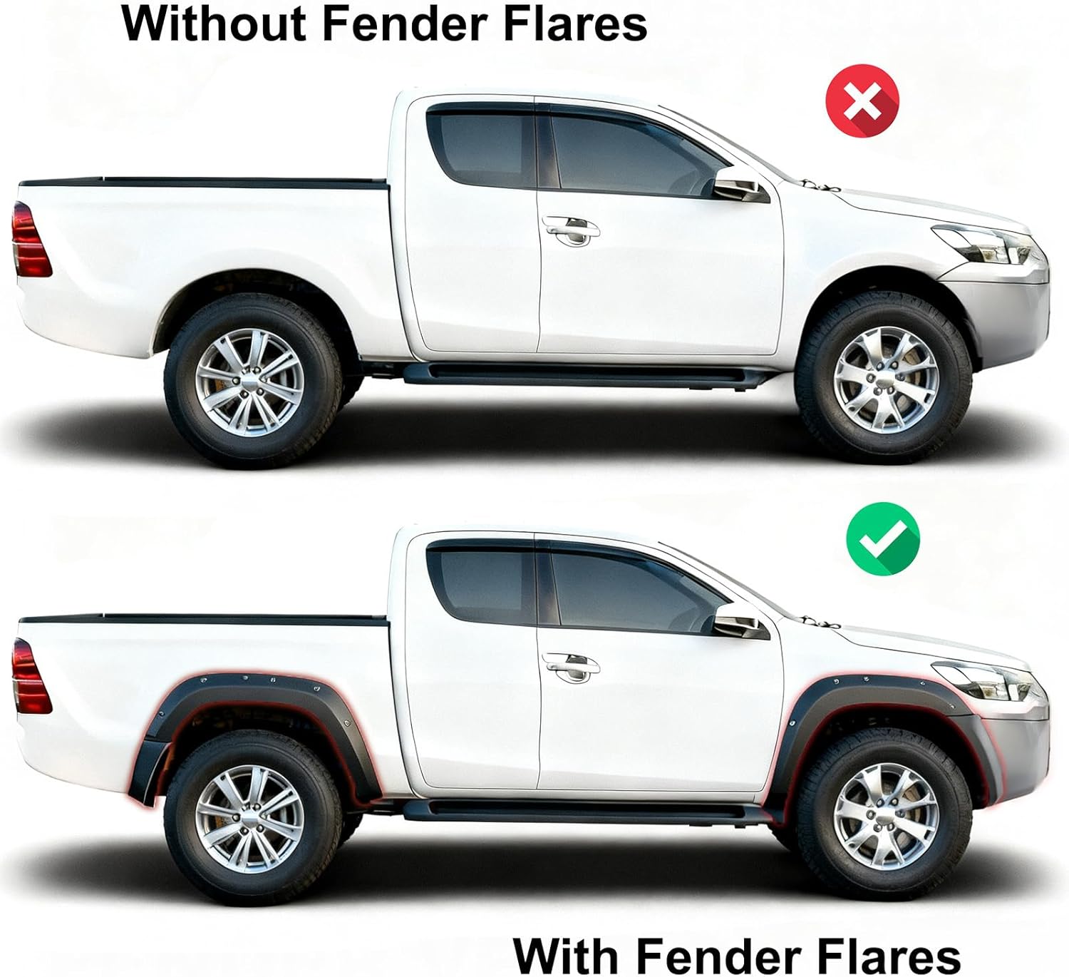 MotorbyMotor Mud Flaps Splash Guard for 2007-2013 Chevy Silverado 1500, 2007-2014 Chevy Silverado 2500 HD 3500 HD Off-Road Mud Guards, Front and Rear No Drilling Mudguards Mudflaps Fenders w/Hardware