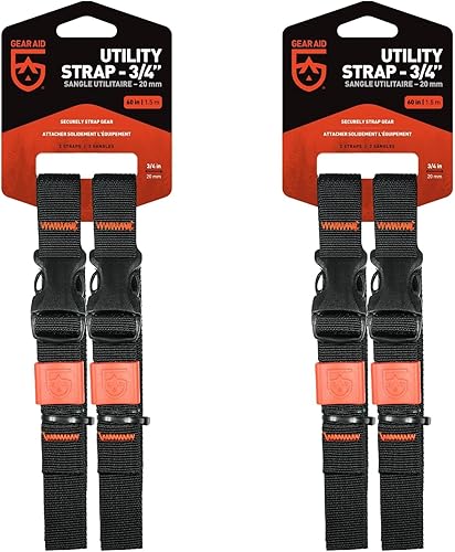 GEAR AID Correas de utilidad con hebilla de liberación lateral, asegura y comprime camping, ciclismo, caza, equipo de navegación, varios tamaños