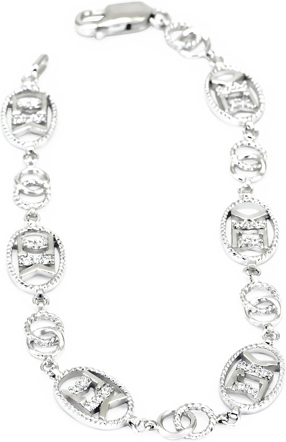 The Collegiate Standard Sigma Kappa Sterling Silver Bracelet set with Czs