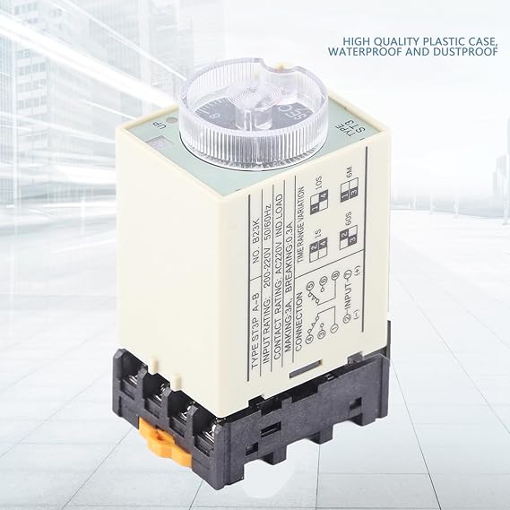 AC 220V Delay Timer Relay, ST3PA-B 0-10S Automatic Time Relay, Knob Control Time Delay Solid State Timer with Base
