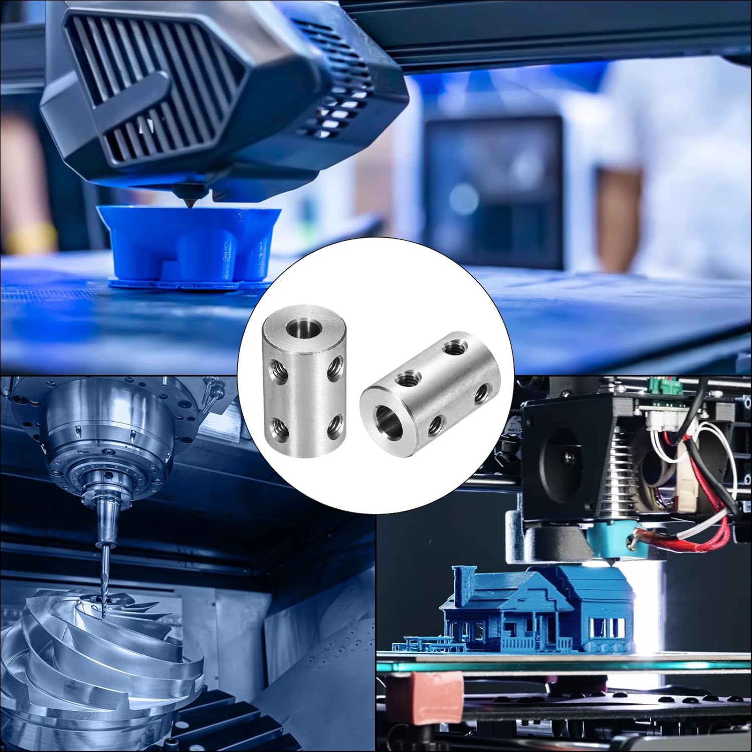 Generic Rigid Screw Coupling 5mm to 6mm Shaft Coupler Connector L22mm x D14mm Steel Joint Connector Rigid Coupling Set for 3D Printers DIY Encoder with 8 Screws & Hex Wrench, 2 Pcs