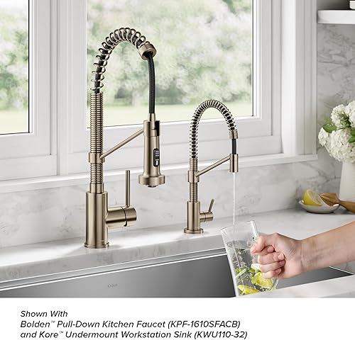 Miniatura 4 de KRAUS Bolden Grifo de filtro de agua potable de una sola manija para ósmosis inversa o sistema de filtración de agua en bronce champán antiguo sin