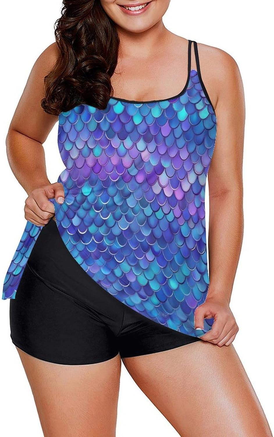 Women's Sporty Tankini Bathing Suits, 2 Piece Tummy Control Swimsuit for Beach and Pool Party