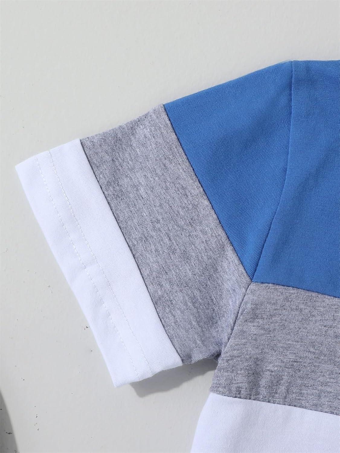 Kid Young Boy Clothes Outfits Casual Crew Neck Colorblock Short Sleeve Top 2pc Fall Pants Set - Image 4