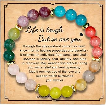 OWill Anxiety Bracelet, Chakra Bracelets for Women, Friendship Christmas Mothers Day Birthday Gifts with Greeting Card