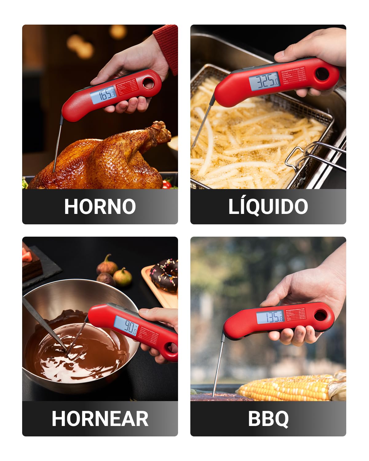 ThermoMaven F1 Turbo Termómetro de Carne Profesional, Lectura Instantánea en 0,5 s, Precisión ±0,3 °C, Certificación NIST y NSF, IP67 Impermeable, Pantalla Giratoria 180°, BBQ, Horno y Asados