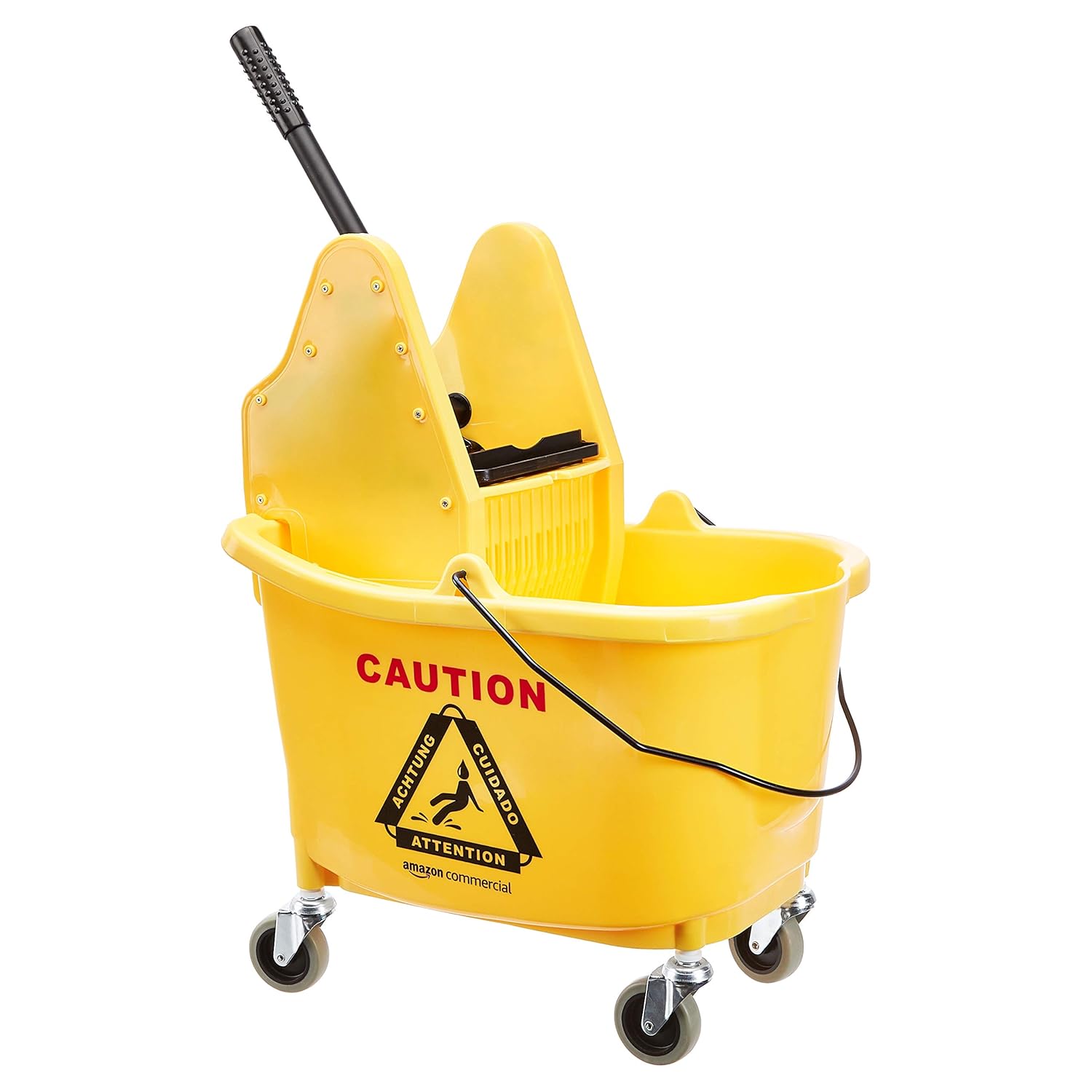 AmazonCommercial Mop Bucket and Down Press Wringer Combo, 35-Quart, Yellow 35-Quart Down Press Wringer Combo