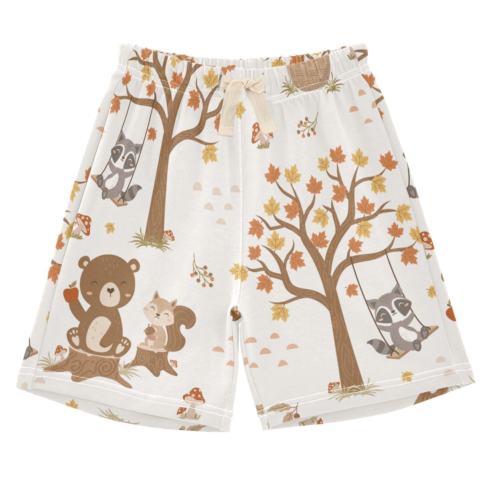 susiyo Cute Woodland Animals Unisex Babies' Cotton Pull-On Shorts Boys Graphic Print Shorts Casual Summer Shorts with Drawstring