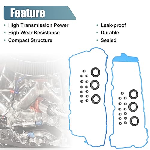 Miniatura 4 de X AUTOHAUX Juego de juntas de tapa de válvula de motor con ojales VS50808R Goma para Cadillac CTS SRX para Chevrolet Captiva para Buick Enclave