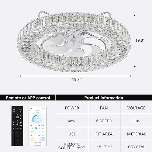 Miniatura 3 de DRYCALY Ventiladores de techo modernos de 22 pulgadas con luces y control remoto, ventilador de techo de perfil bajo regulable, ventilador de techo