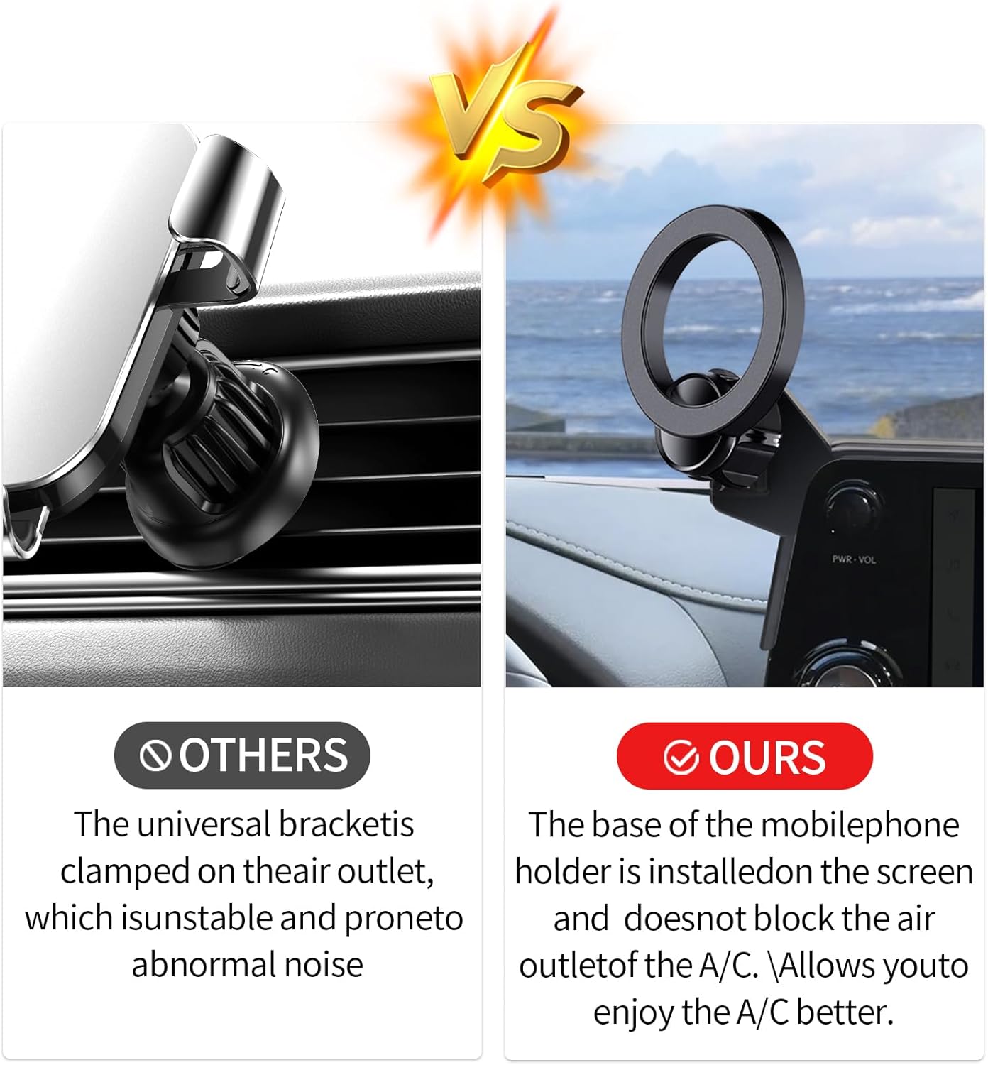 Car Phone Holder for 2022 2023 2024 2025 Lexus LX600 Accessories 12.3-Inch Screen Fixed Clip, 360° Rotation Phone Mount Compatible with MagSafe,Cell Phone Holder Does Not Affect Air Vent