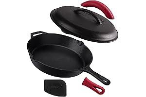 Cuisinel Pre-Seasoned Cast Iron Skillet with Lid
