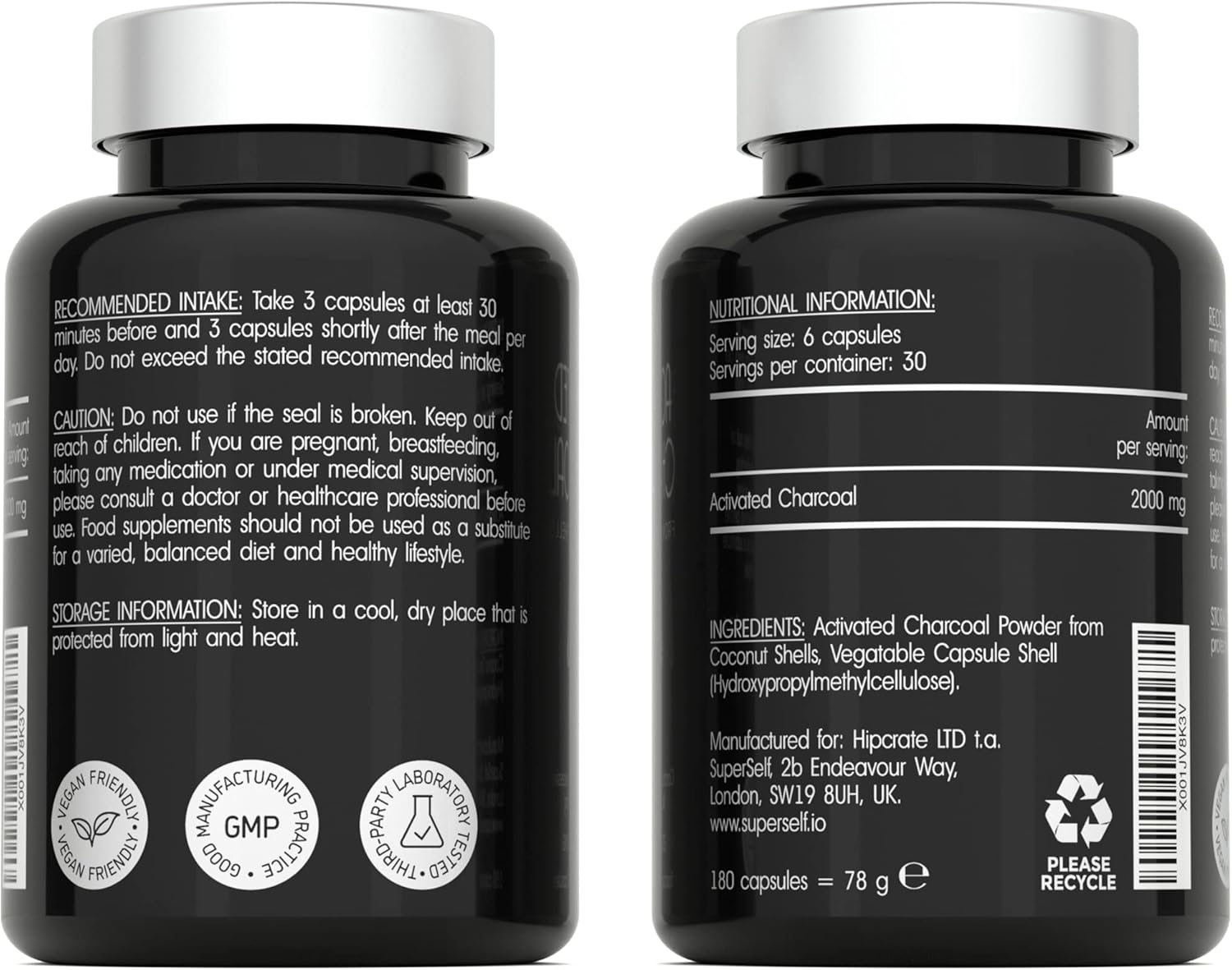 Activated Charcoal Tablets 2000mg Made from Coconut Shells High Strength Pure Charcoal to