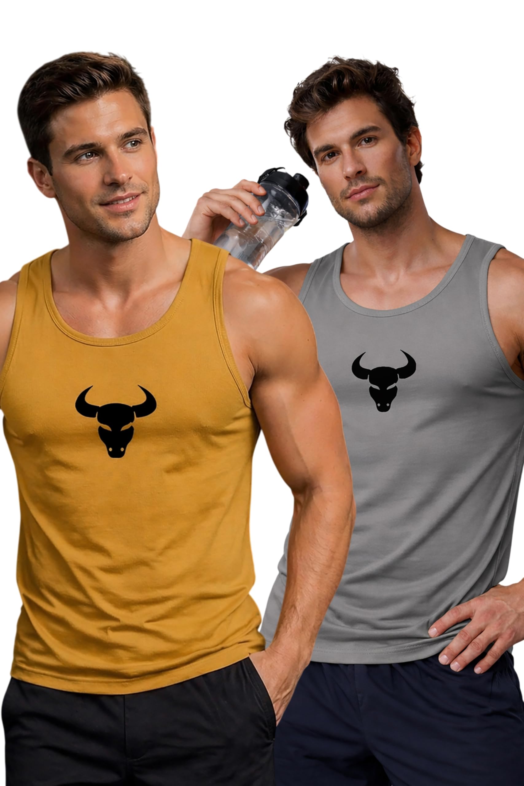 Polyester Letter Printed Vest for Men - Pack of 2 | Round Neck | Sleeveless | Regular Fit | Summer & Gym Wear Tank Top for Men-image-43
