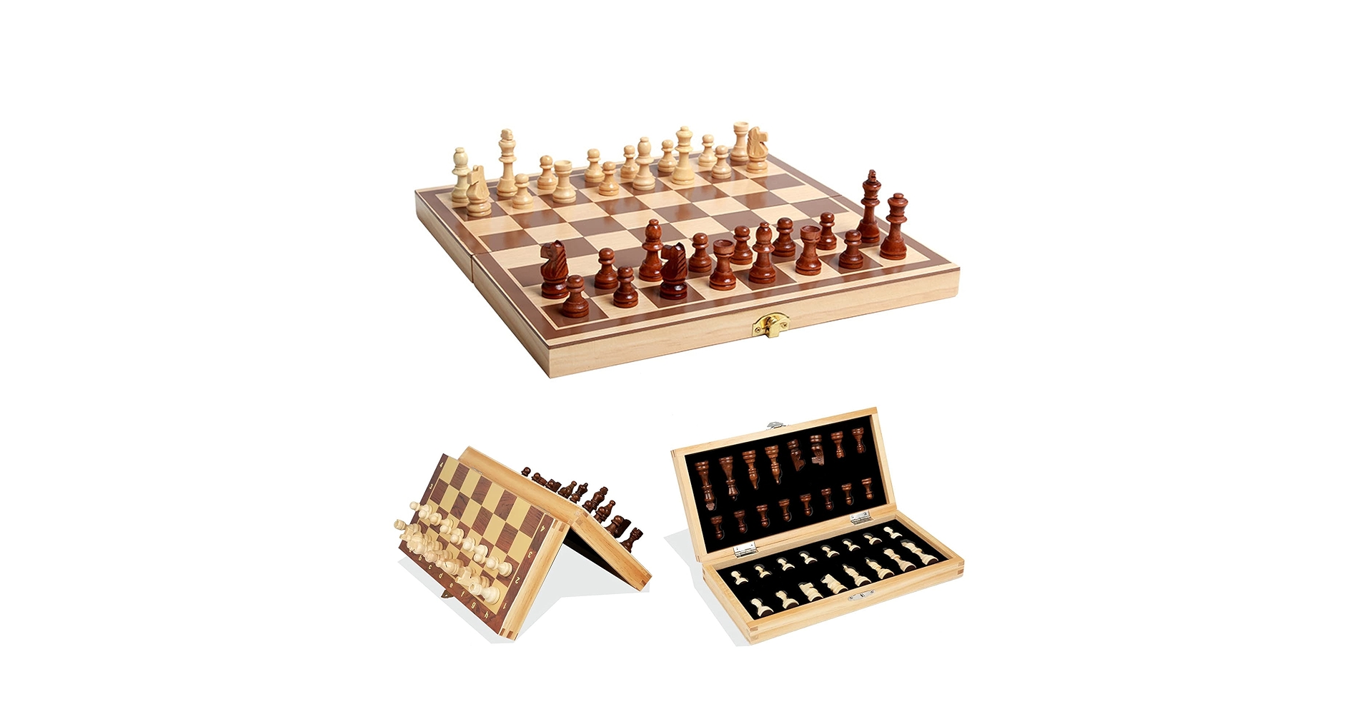 BOHEMIA社 木製チェスセット　折りたたみ Amazon | Chess International 初心者向けチェスセット、34 個の