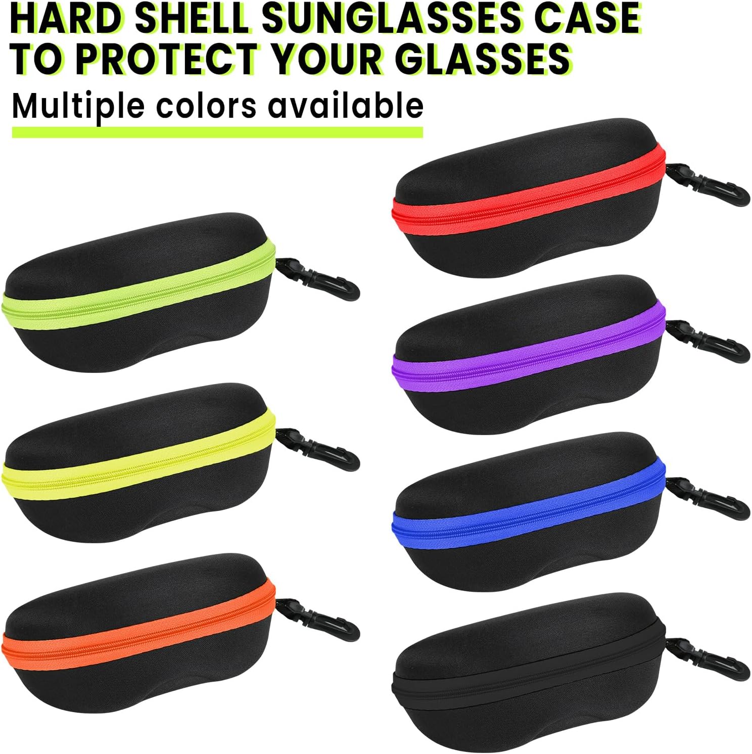 INNOLIFE Zipper Hard Shell Sunglasses Cases, Portable Travel Eyeglasses Cases with Plastic Hook for Men Women - Image 3