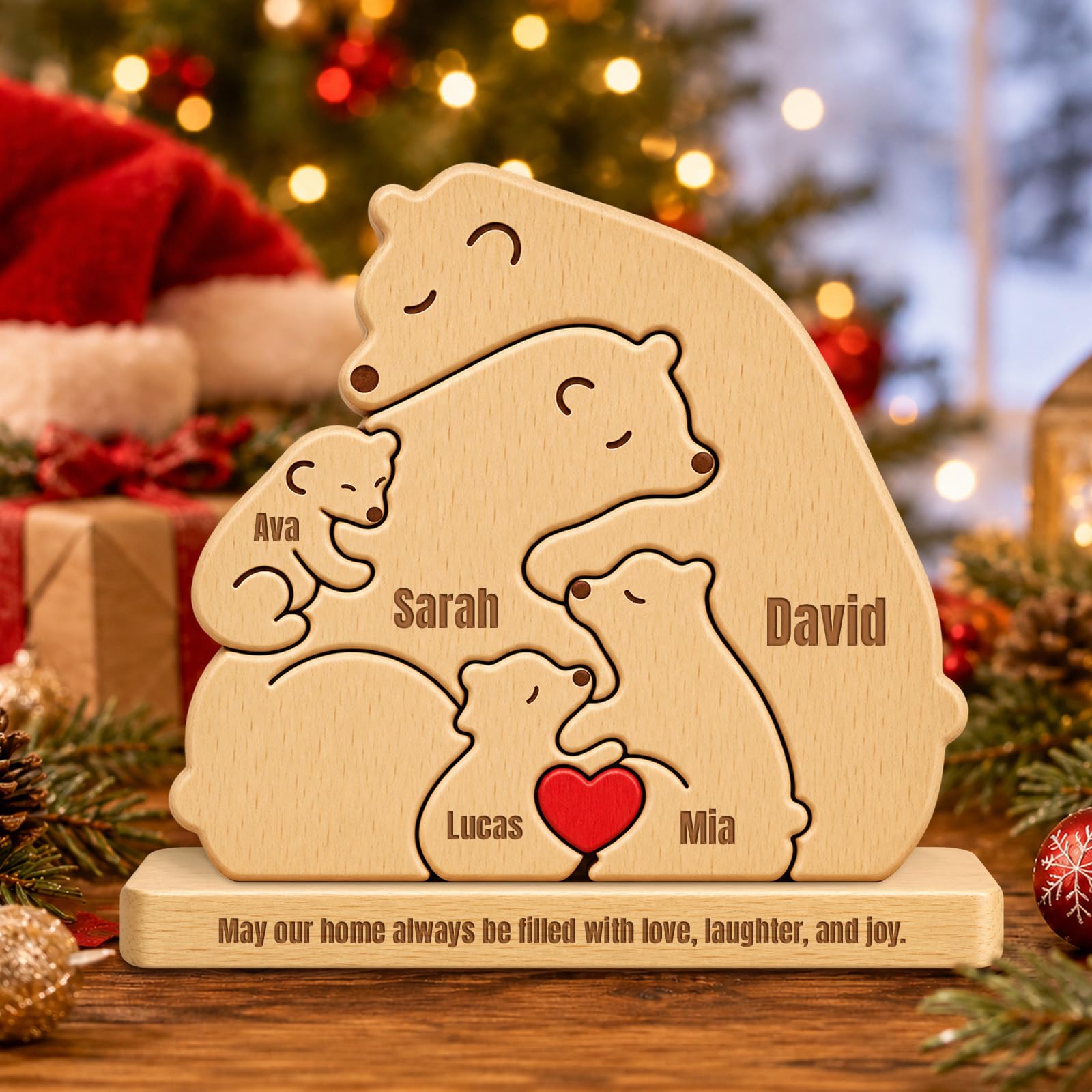Custom Wooden Bear Puzzles, Christmas Birthday Gifts for Mom Grandma