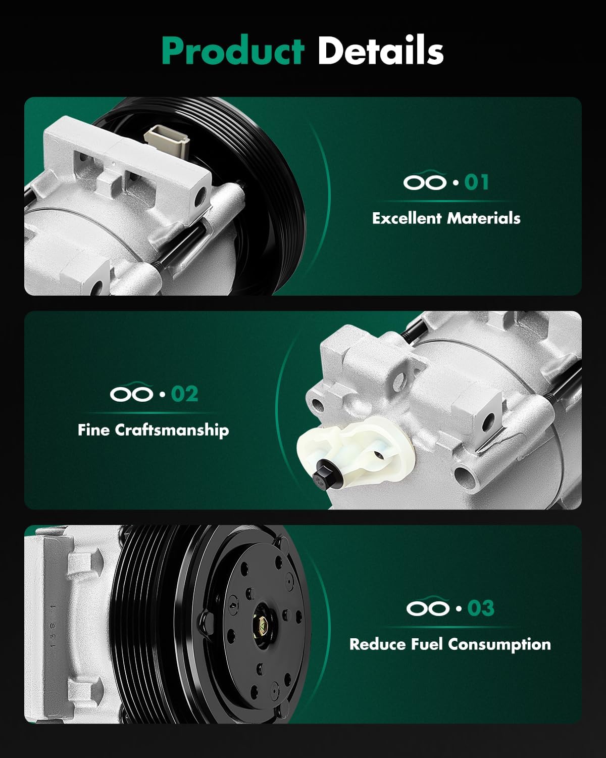 SCITOO AC Compressor Fit for Ford F150 3.8L 1990-1994, Fast Cooling Air Conditioner Compressor for Ford F250 F350 4.9L 1990-1995, for Ford F53 Motorhome Chassis 6.8L 1999-2019