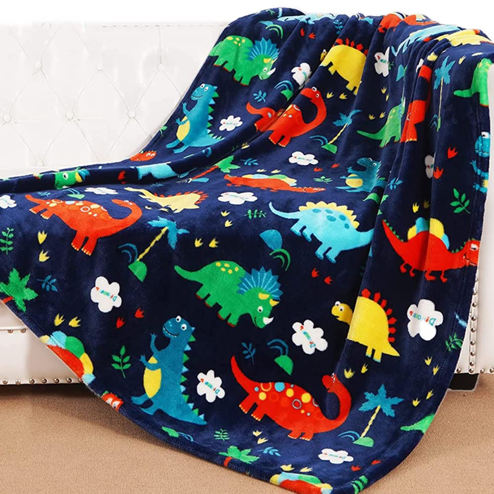 Masroo Dinosaur Blanket for Boys, Kids Dinosaur Throw Blanket for Boys and Girls, Fluffy Cozy Dinosaur Fleece Blanket with Vibrant Colors and Cute Design, Soft and Warm Throw Blanket,130x150cm.