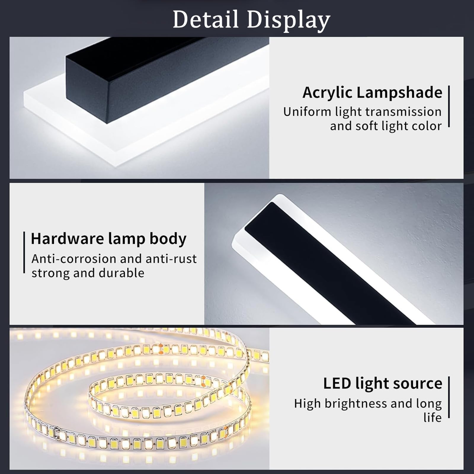 LED Esterno Lunga Applique da Parete Impermeabile IP65 Lampada da Parete Interno/Esterno Iluminazioni per Pareti Moderna Alluminio Giardini Terrazze Villa 3000K/4000K/6500K (D Luce Bianca,150cm)