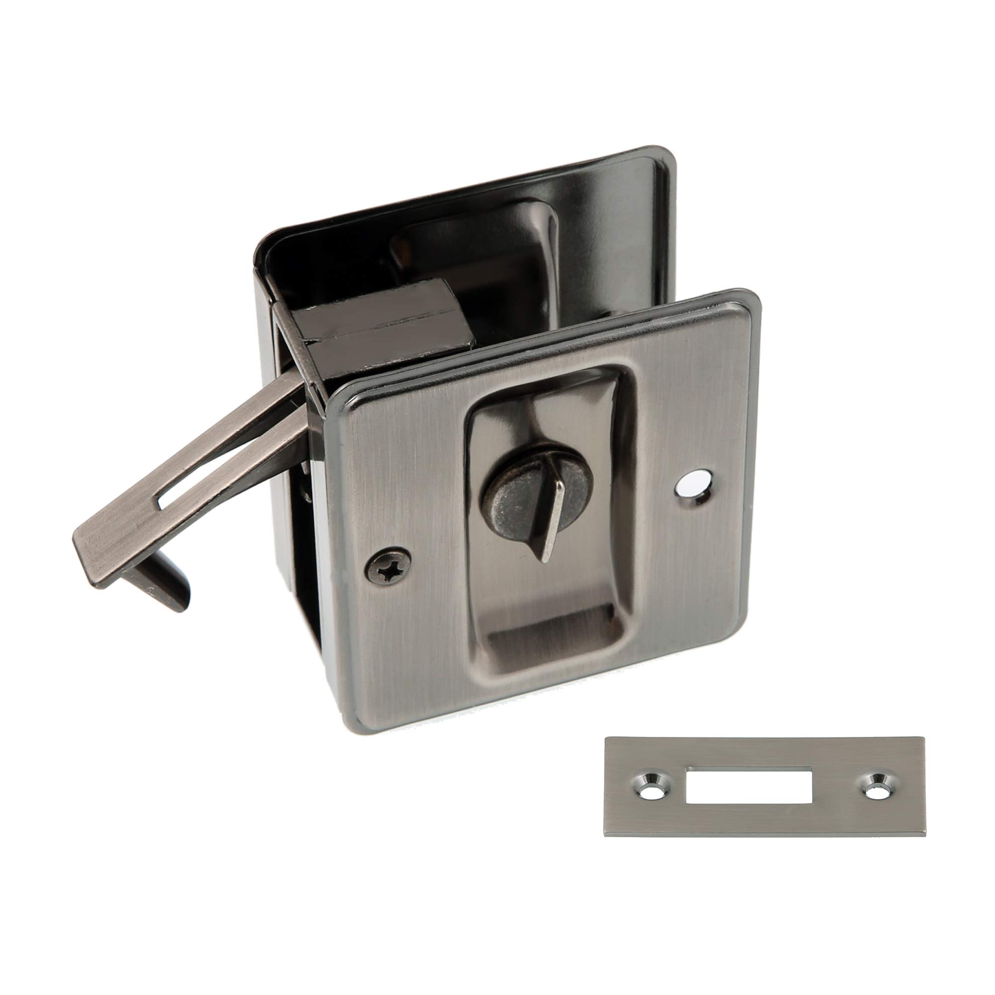 idh by St. Simons 25411-15A Premium Quality Solid Brass Pocket Privacy Door Pull, Antique Nickel