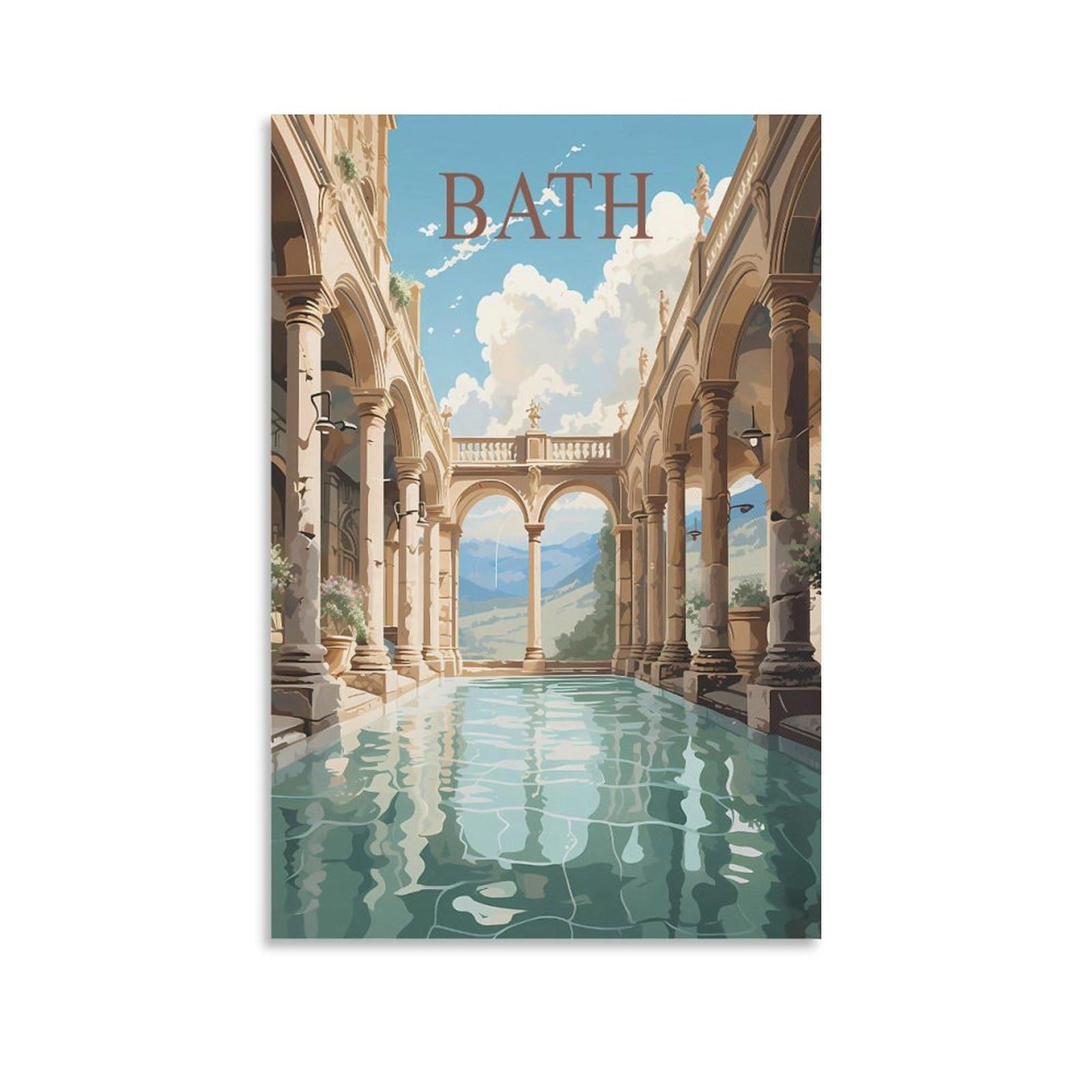 LCYNNH Bath Vintage Travel Poster Lake 08x12inch(20x30cm) Print Poster Home Bathroom Bedroom Office Living Room Decor Canvas Poster