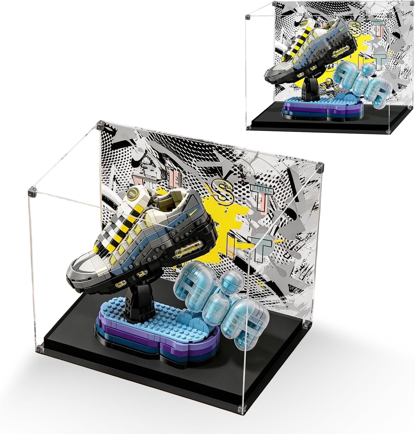 3MM Acrylic Display Case Compatible with Lego Nike Air Max 95 Set,Dustproof High Definition Printing Box Fit for Lego 43025 Sports Shoes Decor Model Home Gift for Adult Children(Case Only)