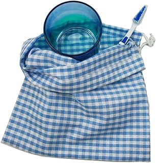 Sacchetto Stoffa Multiuso cm. 21x25 Sacchetto in Tessuto zephir 100% Cotone Made in Italy (Azzurro)