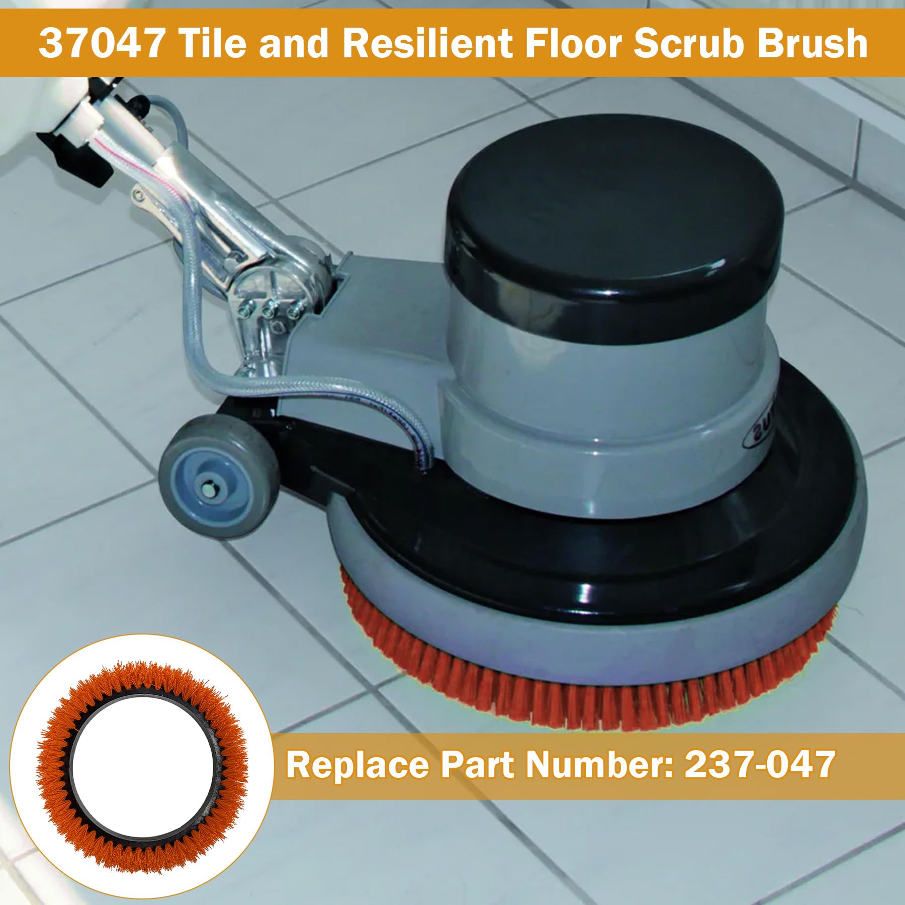 Orbiter 237047 Orbiter Orange Scheuerbürste für ORB550MC Bodenmaschine, 2 Stück | Fliesen- und widerstandsfähige Bodenscheuerbürste, robuste Bürste, 30,5 cm Durchmesser