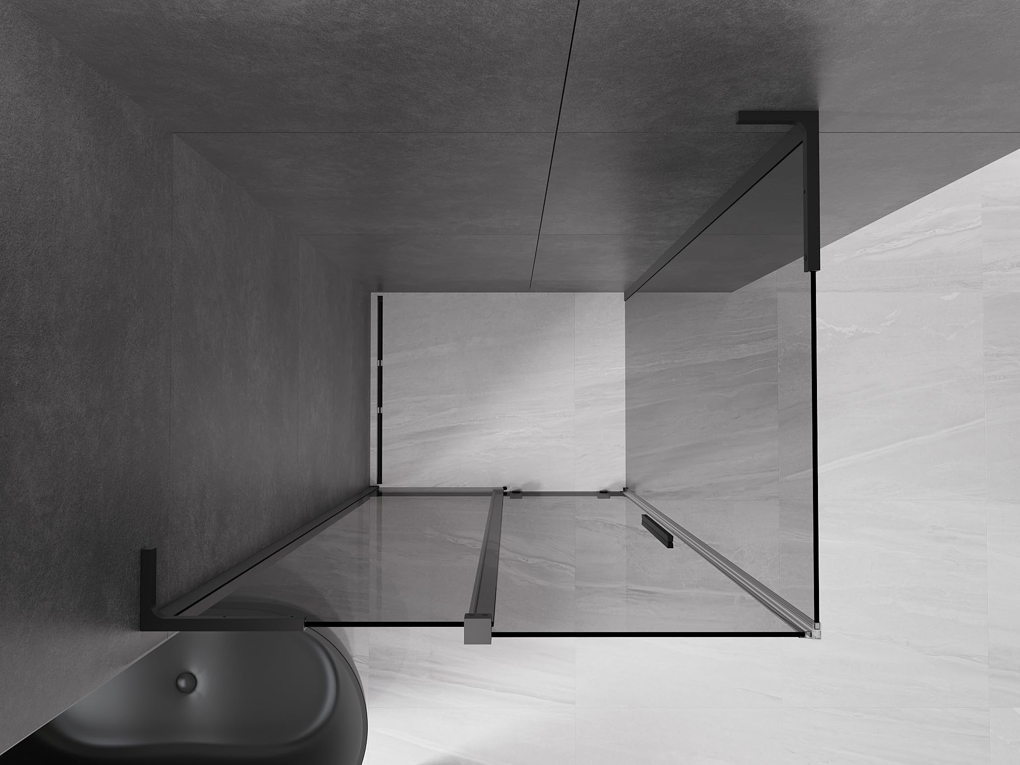 Mexen - Velar L - Box doccia estensibile 120 x 90 cm, grafite, nero