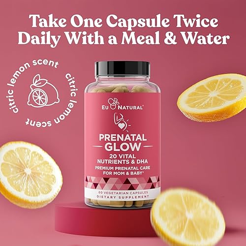 Miniatura 6 de Glow Vitaminas prenatales  folato  DHA  Multivitamínico para nutrir el embarazo para bebés y mamá saludables  Ácido fólico jengibre zinc hierro  60