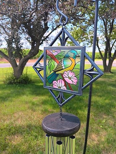 Miniatura 8 de Carson Carillón de viento conmemorativo de vitrales de 30 pulgadas, regalo de condolencias para funeral, pérdida de un ser querido, campanilla de