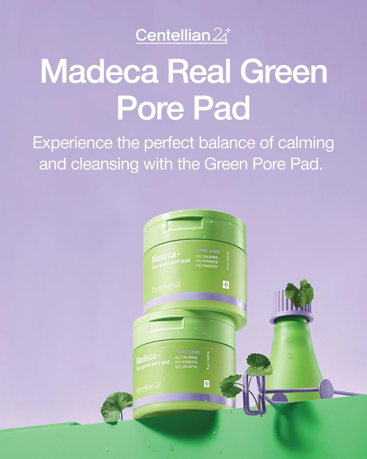 CENTELLIAN 24 Madeca Real Green Pore Pad (5.74fl oz / 60 pcs) - Exfoliating & Soothing Dual-Sided Toner Pads for Sensitive Skin, Pore Care, Korean Skin Care. Centella Asiatica, PHA & LHA - Image 2