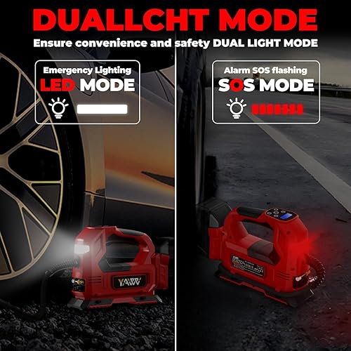 Vista 18 de Inflador de neumáticos inalámbrico Compresor de aire para batería Dewalt de 20 V máximo, bomba de aire portátil de mano de luz LED de 160 PSI