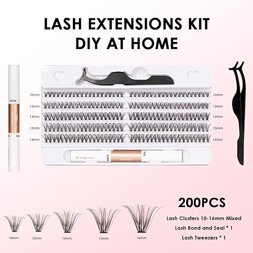 Miniatura 2 de Kit de extensiones de pestañas, 200 unidades, kit de extensiones de pestañas rizadas 30D, pestañas individuales con unión de pestañas, sello y