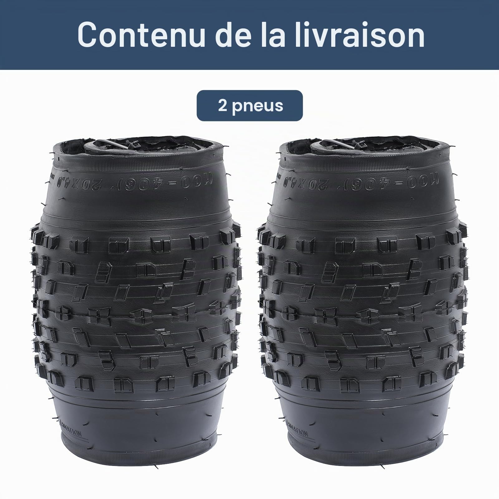 YUNSCM 2-PCS 20 Pouces Fat Vélo pneus 20x4.0/100-406 Compatible with Montagne Vélo 20x4.0 Vélo Bike pneus(Y-1528)