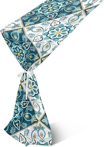 Mexican Flower Ornaments Chiffon Table Runners Soft with Ribbon Ethnic Art Theme Romantic Table Decorations for Weddings Baby Shower Birthday Party