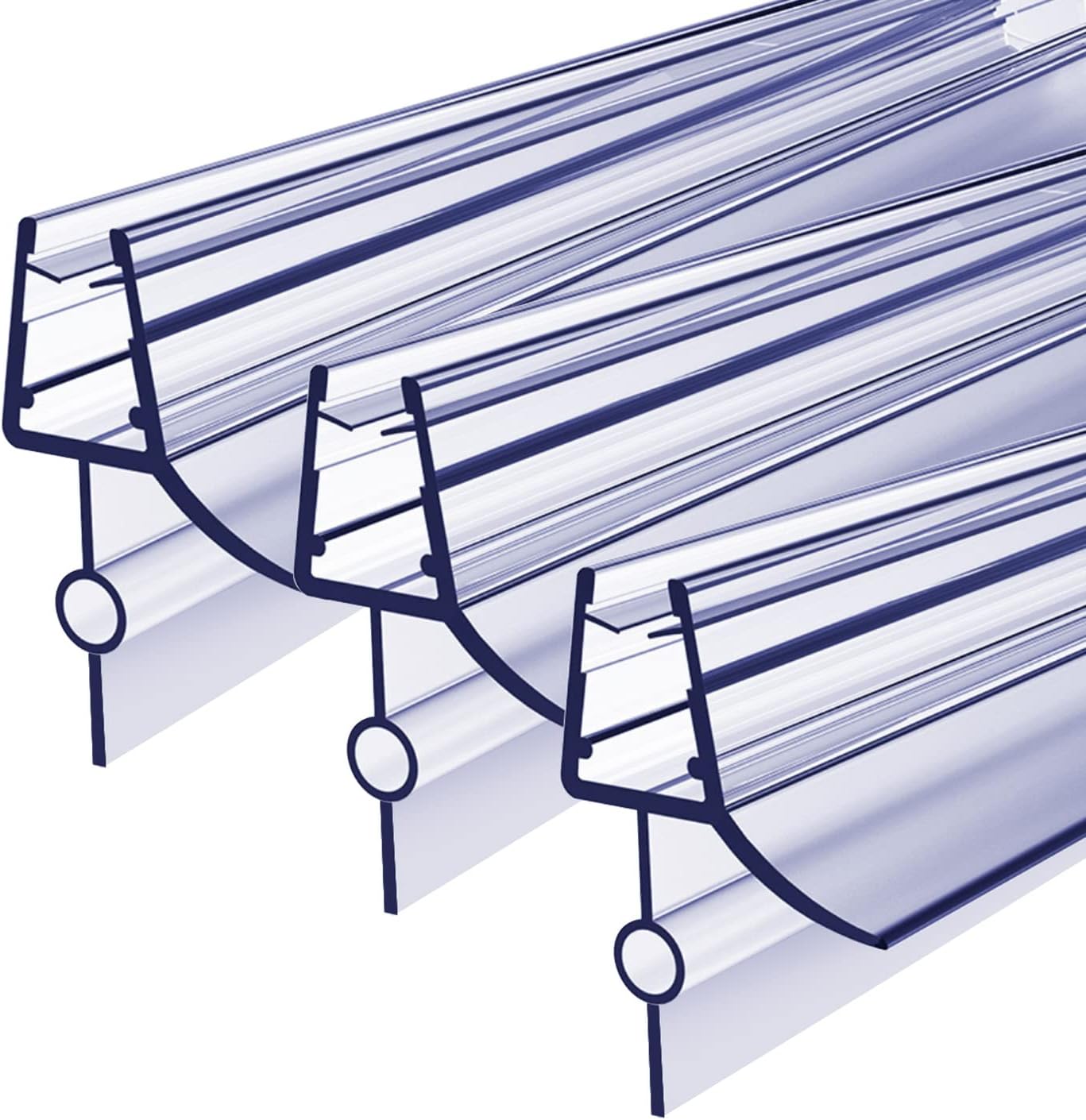 3Pack Shower Door Seal Strip for 46mm Glass,Clear Bath Shower Screen