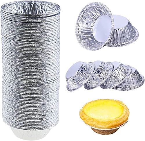 U/D Paquete de 200 moldes de papel de aluminio para tartas, tartas para hornear, tazas de papel de aluminio y moldes desechables para tartas de