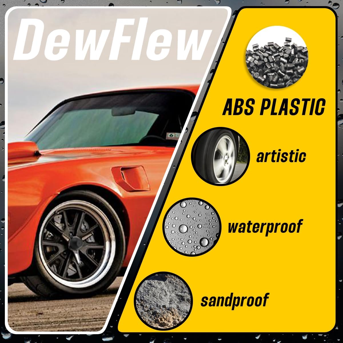 4Pcs Wheel Center Caps for 4 Dog Ear 2-1/2" SPACING Wheel Rim Matte Black Hub Caps, Replacement 98-1212