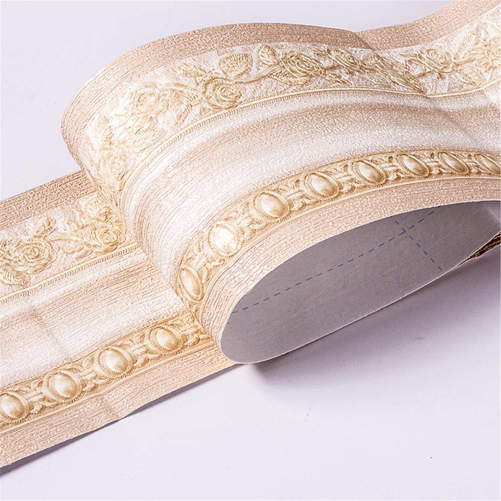 Sdsdgrw Light Yellow European Style Wallpaper Border, Self-Adhesive Wallpaper Border Multicolor(Light Yellow European Style)