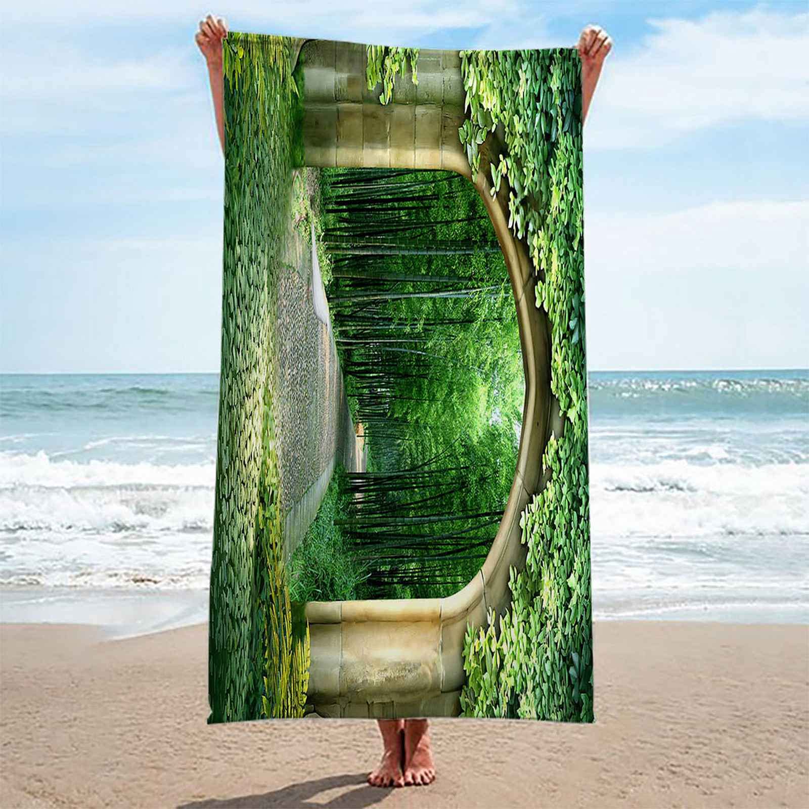 Telo Da Mare 3D Paesaggio Di Boschi Verdi Stampato Asciugamano Da Spiaggia 150x200cm Asciugamano Microfibra Grande Antisabbia Leggero Telo Mare Per Sport Piscina Viaggi In Famiglia Vacanze