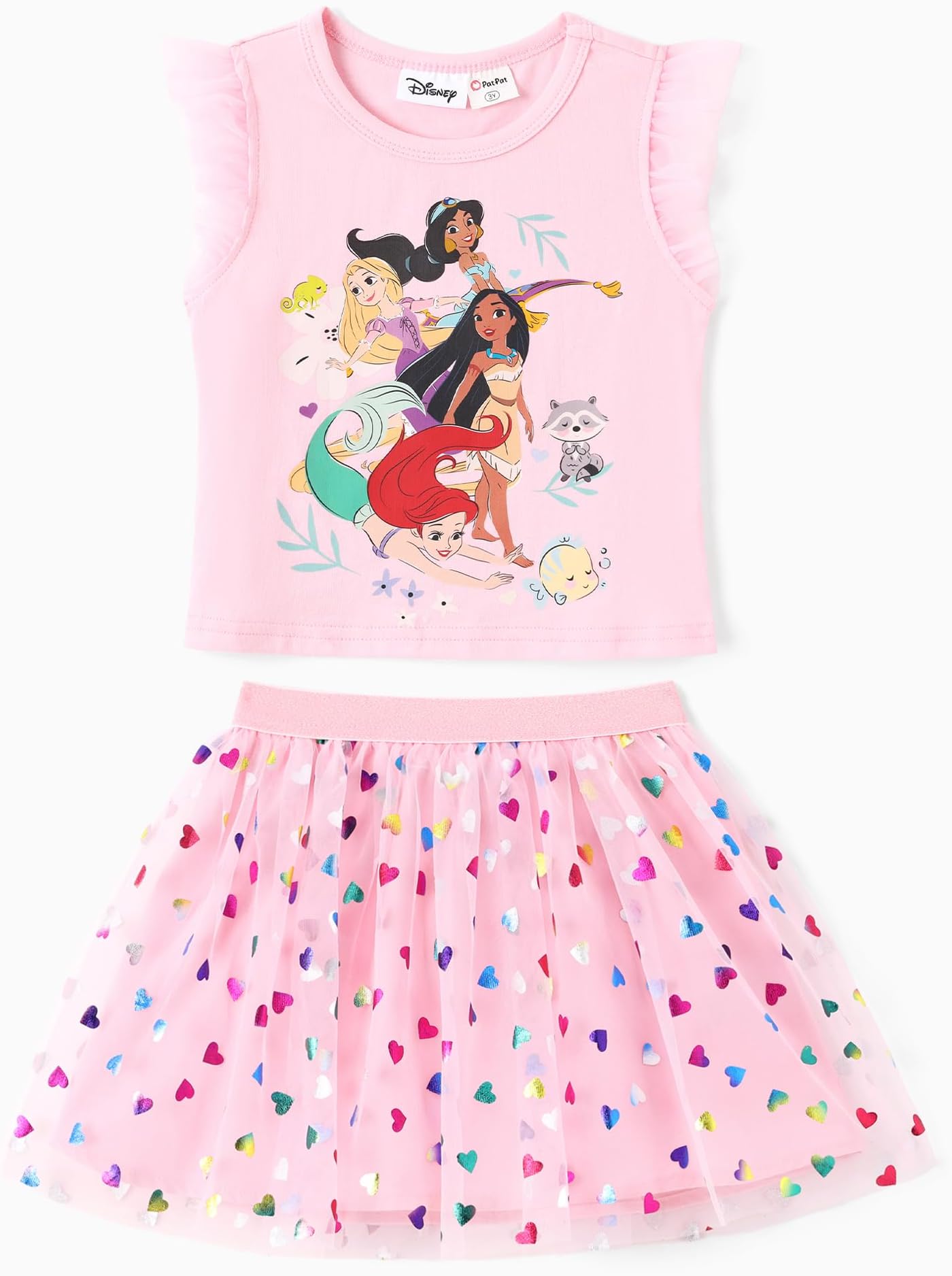 Disney Frozen Toddler Girl Outfits 2 Piece Skirt Set Ruffle T-Shirt and Tutu Skirts Outfit Girls Casual Summer Dress