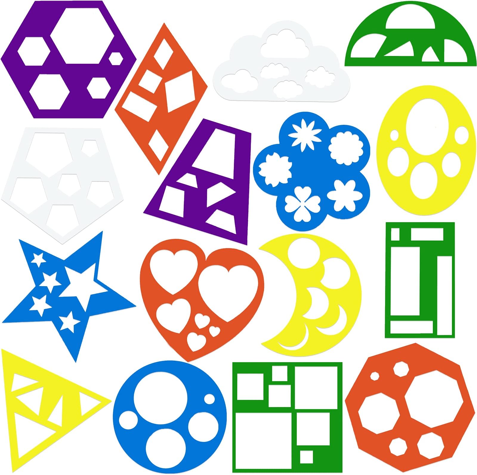 16 Pcs Stencils for Kids Geometric Shapes