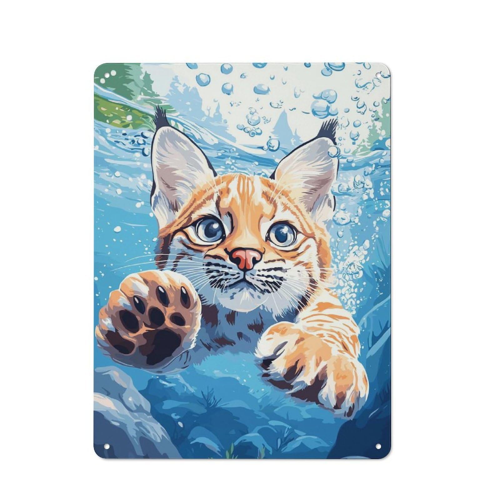 Junmoney Style-19 Lynx Underwater Vintage Tin Sign 40X30cm For Studio Or Craft Room, Suited To Creative-Space Collectors