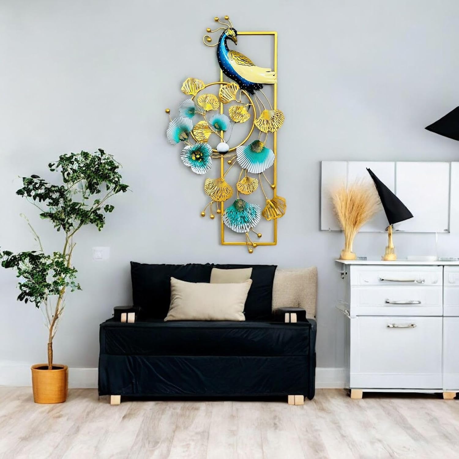 kroneco✨ ZXC Modern Peacock Wall Decor With LED light, Metal Frame