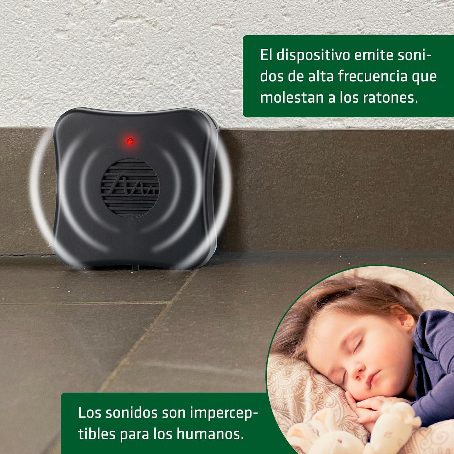 Gardigo® Ahuyentador de Ratas - Set de 3 | Ahuyentador de Ratones | Uso móvil Mediante Funcionamiento a Pilas | Área de acción hasta Aprox. 40 m² | Repelente Ultrasonico | Repelente Ratas, Ratones