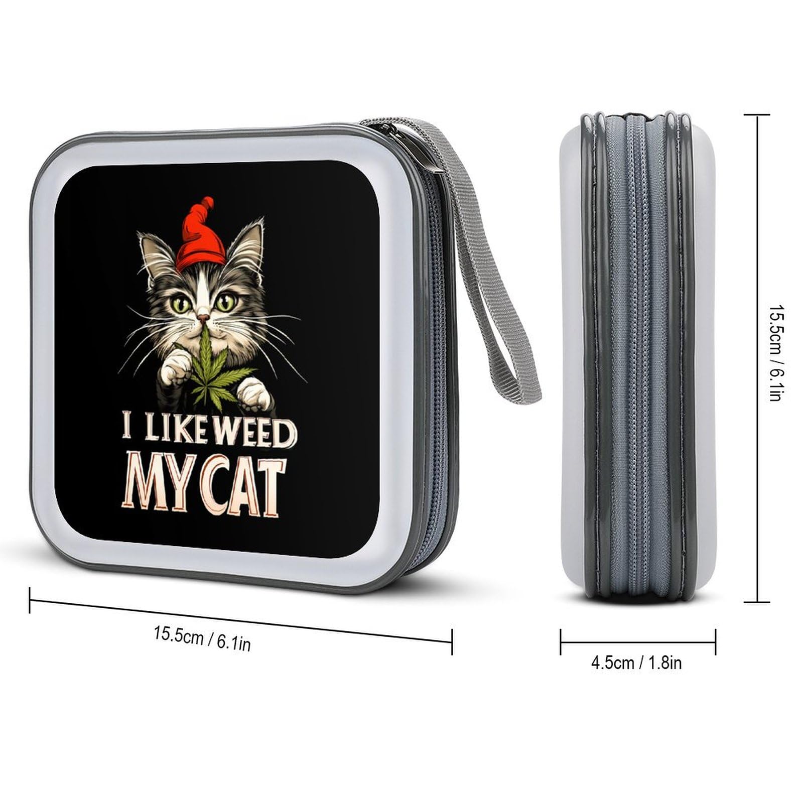 I Like Weed My Cat CD Case Portable DVD Holder Storage Organizer for Home Travel