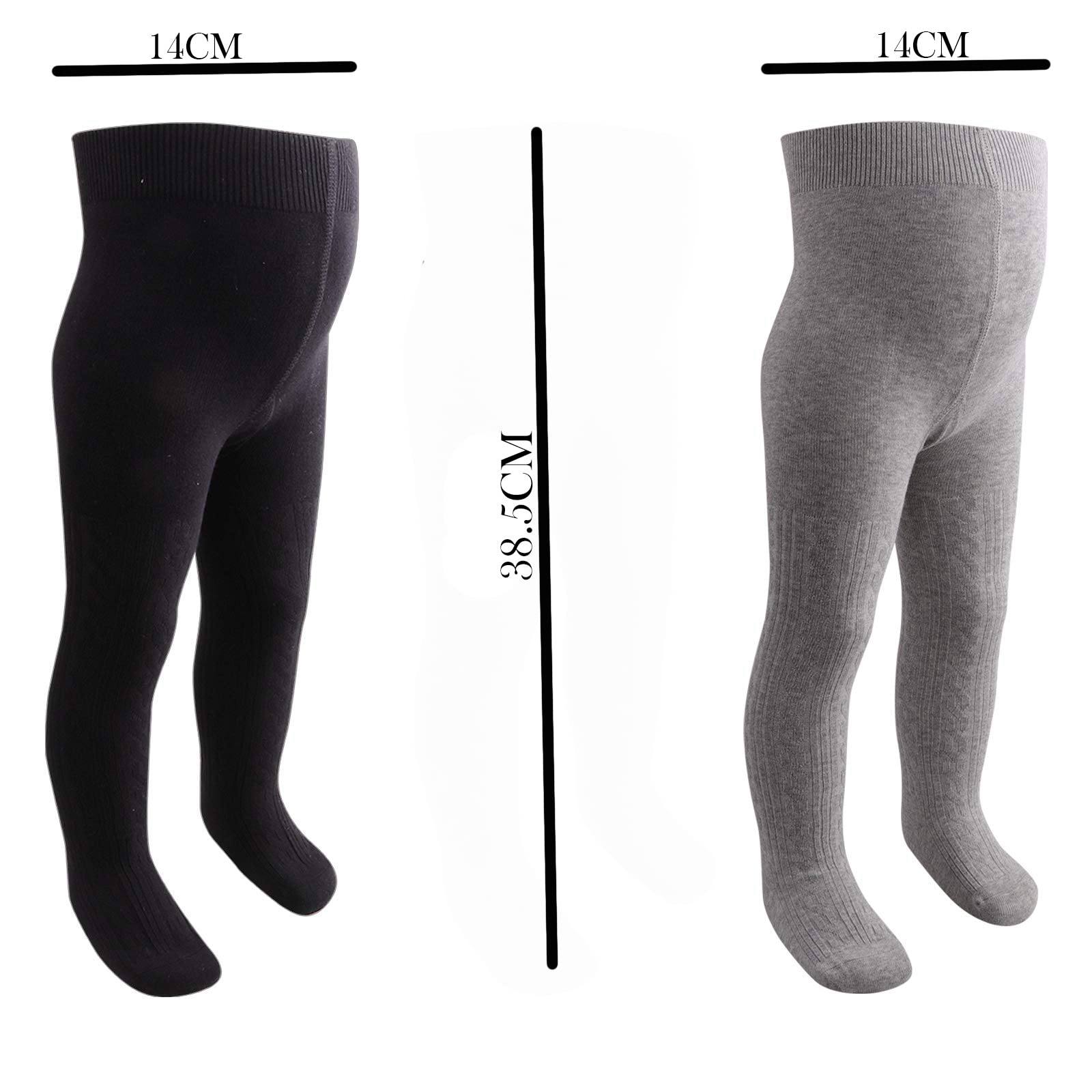 SYGA Baby Tights Soft Cotton Leggings For Girls Toddler Solid Knit Stockings Socks Warm Crochet Pants Pack Of 3 (12-24 Months, Black/Pink/DarkGrey) 3