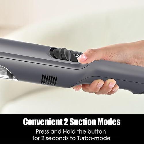 Miniatura 5 de Aspiradora de mano inalámbrica, ligera de 1.4 libras con potente succión, base de carga, recipiente de polvo vacío y desmontable de un solo toque